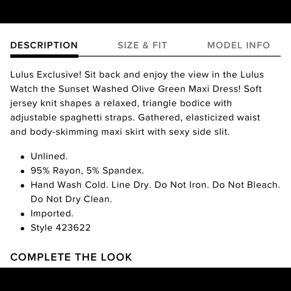 NWT Lulus Watch the Sunset Washed Olive Maxi Dress with spaghetti straps & slit - Picture 5 of 14